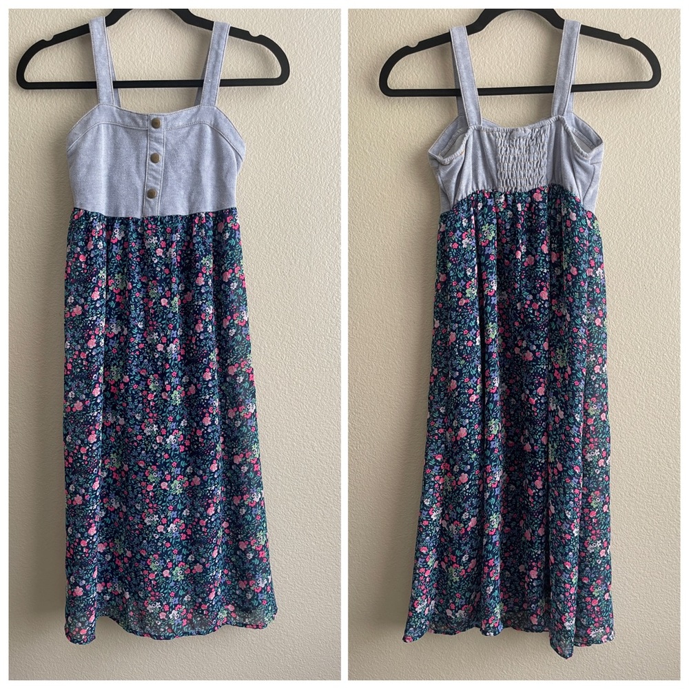 Chambray and floral maxi dress tank top